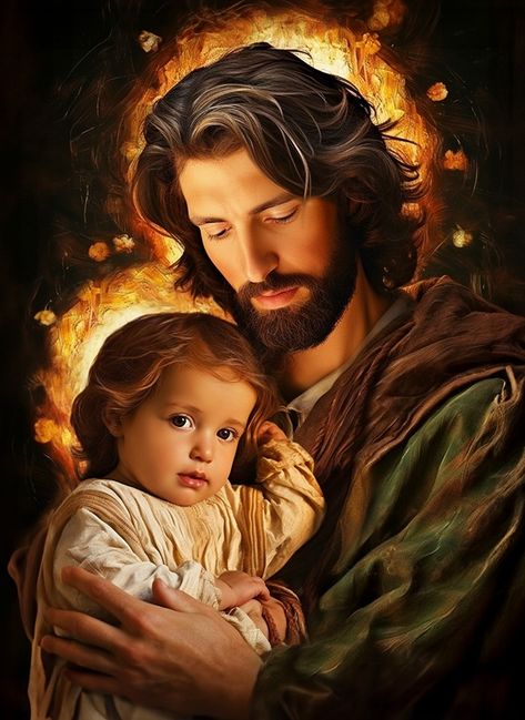 Joseph Jesus Father, Jesus Childhood, Saint Joseph Art, Roman Catholic Art, Jesus Father, St Joseph Catholic, Bible Photos, Jesus Our Savior, Pictures Of Christ