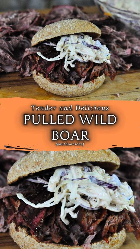 pulled wild boar Wild Boar Recipes, Homemade Bbq Sauce, Wild Pig, Wild Game Recipes, Pulled Pork Recipes, Bbq Sauce Homemade, Homemade Bbq, Mustard Seeds, Wild Boar