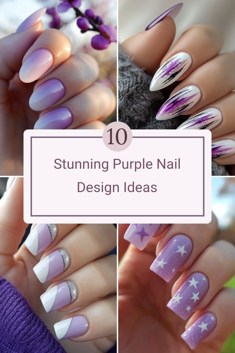 Explore these 10 creative purple nail design ideas that will redefine your manicure game! Whether you love sparkly accents, elegant patterns, or minimalist styles, there's a design here for everyone. Purple hues can range from pastels to deep shades, making it perfect for any occasion, from casual outings to special events. Amp up your nail art with unique decals or tried-and-true classics. Transform your look with these beautiful purple nails that add style and a hint of royal flair to your fingertips. Perfect for nail art enthusiasts! Beautiful Purple Nails, Purple Nails Almond, Purple Nail Design, Monochromatic Nails, Light Purple Nails, Purple Manicure, Popular Nail Colors, Orange Nail Designs, Unique Decals