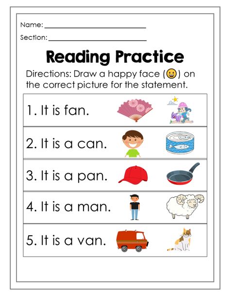 Free printable worksheet. Kindergarten Phonics Worksheets Free Printables, Reading Practice Worksheets, English Conversation For Kids, Shape Worksheets For Preschool, Phonics Readers, Phonics For Kids, Phonics Worksheets Free, Cvc Words Worksheets, Kindergarten Phonics Worksheets