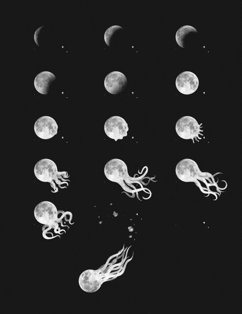 Oh.. Metamorphosis Art, Art Watercolor, Art Plastique, Jellyfish, Octopus, Artist Inspiration, The Moon, Cool Art, Art Photography