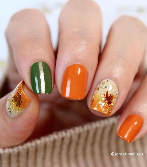 Leaf Nails, Fall Gel Nails, Fall Nail Art Designs, Cute Nails For Fall, Her Nails, Nails 2021, Thanksgiving Nails, Fall Nail Art, Fall Nail Colors