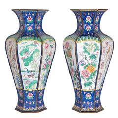 Pair of Hexagonal Shaped Cloisonne Enamel Vases at 1stdibs.com for $6,791.00. Traditional Vase, Traditional Vases, Chinese Sculpture, Chinese Vases, Chinese Porcelain Vase, Chinese Vase, Unique Vases, Antique Vase, Stoneware Vase