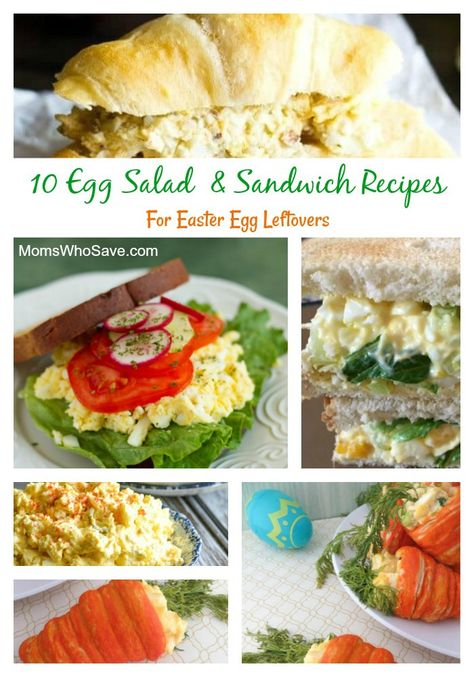 Do you have leftover hard-boiled Easter eggs?  Try One of These 10 Egg Salad & Sandwich #Recipes  #eggs #eggrecipes Spicy Egg Salad Recipe, Hard Boiled Easter Eggs, Recipes Eggs, Deviled Egg Salad, Egg Sandwich Recipe, Egg Salad Sandwich Recipe, Egg Salad Sandwich, Easy Egg Salad, Gourmet Grilling