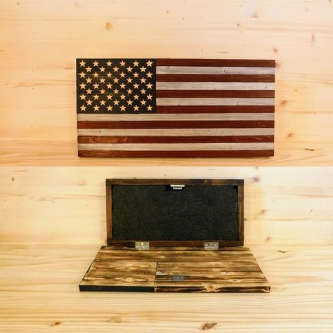 American Flag w/ Concealed Gun Case Pistol | Etsy Magnetic Lock, The Flag, Protect Yourself, Child Safety, Hidden Storage, A Child, American Flag, The House, Magnets