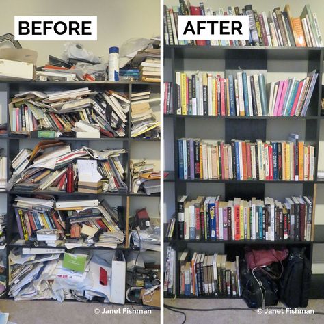 Books sit on bookshelves collecting dust for years, yet people do not want to get rid of them. Why are they so attached to their books? In this blog post, I will talk about the reasons why it is hard to let go of books and some tips on how to let go of books. #declutter #booklovers #books #professionalorganizer #organizer Declutter Books, Small Space Storage Solutions, Bookshelf Organization, Organization Inspiration, After Pictures, Book Organization, Easy Organization, Before And After Pictures, After Photos