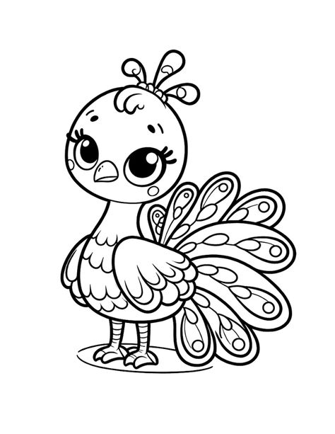 Funny Animal Coloring Pages, Peacock Cartoon Drawing, Cute Animal Coloring Pages For Kids, Coloring Animals For Kids, Peacock Outline Drawing, Duck Coloring Pages Free Printable, Small Peacock Tattoo, Childrens Coloring Pages, Cute Coloring Pages Free Printable