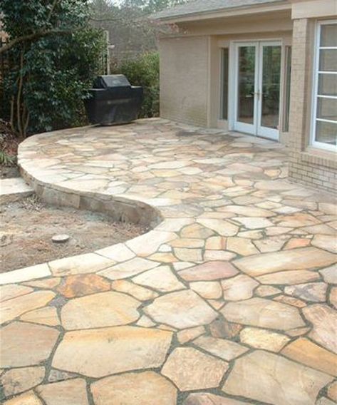 Stone Patio Designs, Slate Patio, Stone Steps, Stone Patio, Flagstone Patio, Beautiful Patios, Front Patio, Back Door, Paver Patio