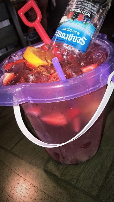 Summer Bucket Drink -  Mixed drink made in a kid’s sand buckets. Ice. Wine cooler. Malibu rum. Vodka of your choice. Juice. Fresh fruit Pretty Alcoholic Drinks, Summer Drinks Alcohol, Party Drinks Alcohol, Malibu Rum, Candy Drinks, Mixed Drinks Alcohol, Yummy Alcoholic Drinks, Summertime Drinks, Liquor Drinks