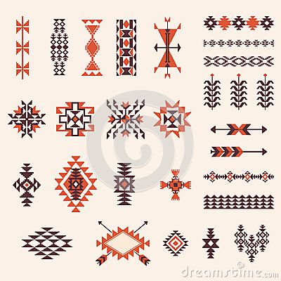 Native american navajo aztec pattern vector set Navajo Pattern, Native American Patterns, Native American Symbols, Muster Tattoos, Textil Design, American Symbols, Indian Patterns, Native American Design, Native Design