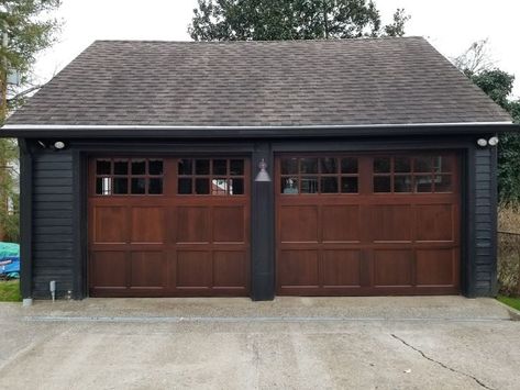 Construction Garage, Painted Garage, Garage Door Replacement, Wood Garage, Shake Roof, Roof Paint, Wood Garage Doors, Carriage Doors, Garage Service Door