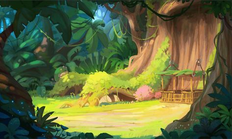 ArtStation - Jungle Rainforest Concept Art, Jungle Concept Art, Jungle Drawing, Jungle Cartoon, Dr Ideas, Jungle Illustration, Ganesh Ji, Game Background, Cartoon Background