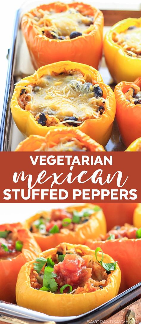 Mexican Stuffed Peppers Stuffed Peppers Vegetarian, Mexican Peppers, Mexican Stuffed Peppers, Vegetarian Stuffed Peppers, Stuffed Peppers Healthy, Vegetarian Mexican, Meatless Monday Recipes, Peppers Recipes, Vegetarian Recipes Easy