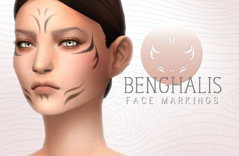 As requested, Beneghalis face markings converted to TS4, original by Trapping & Nabila for S2. They’re in the tattoo section and have both black and white swatches.   Download [SFS] Let me know if you... Face Markings Makeup, Sims 4 Face Markings, Sims 4 Cc Face Markings, Ts4 Face Paint, Face Tattoo Cc Sims 4, Sims4 Face Tattoo Cc, Sims4 Face Tattoo, Face Markings Drawing, Markings Drawing