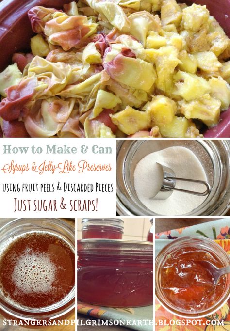 Canning Syrup For Fruit, Candied Orange Peel In Syrup, Peach Scrap Syrup, Apple Scrap Jelly No Pectin, Pineapple Scrap Jelly, Canning Apple Scrap Jelly, Cereal Bars Recipes, Mango Jelly, Canning Fruit