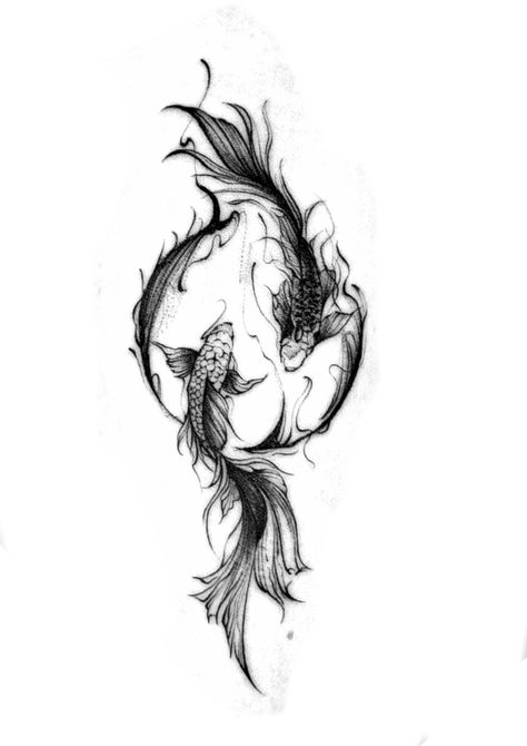 Harmony Tattoo, Pisces Tattoo Designs, Twin Tattoos, Koi Tattoo Design, Sunset Tattoos, Single Needle Tattoo, Pisces Tattoos, Elements Tattoo, Snake Tattoo Design