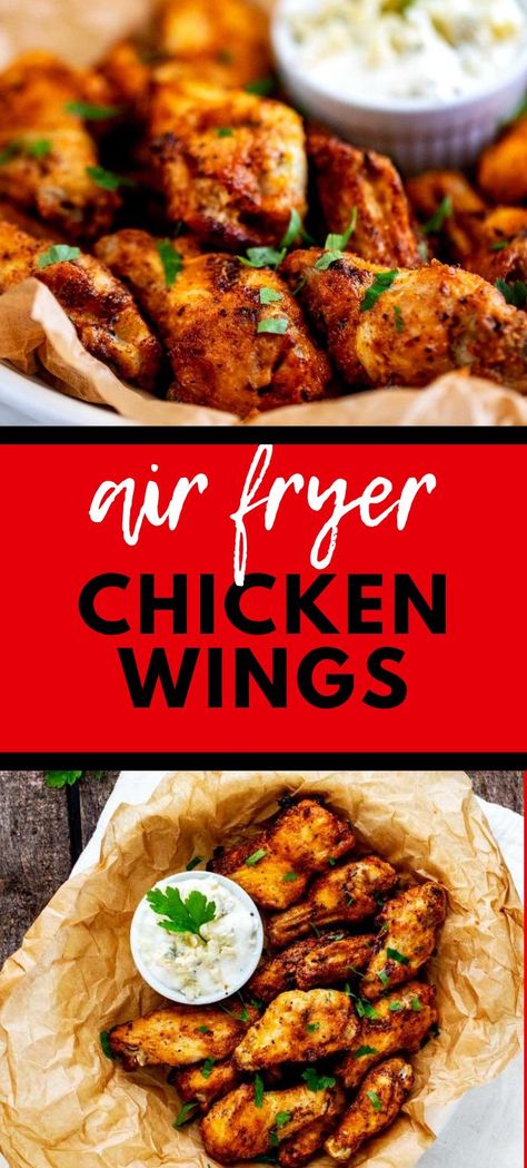 I think you are going to love these Air Fryer Chicken Wings just as much as I do! They don’t require a special occasion to make, with less than 10 minutes of hands-on time! You could be eating crispy gluten free wings in less than 30 minutes. #airfryer #glutenfree #chickenwings Crispy Air Fryer Chicken Wings, Crispy Air Fryer Chicken, Fried Wings, Air Fry Chicken Wings, Air Fryer Chicken Wings, Air Fried Chicken, Fried Chicken Wings, Air Fryer Healthy, Low Carb Lunch