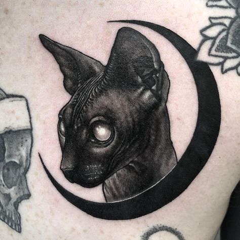 Sphynx Cat Tattoo, Sphinx Tattoo, Egyptian Cat Tattoos, Kitty Face Paint, Cat Tattoo Simple, Cute Cat Tattoo, Idea Tattoo, Cat Tattoo Small, Black Cat Tattoos