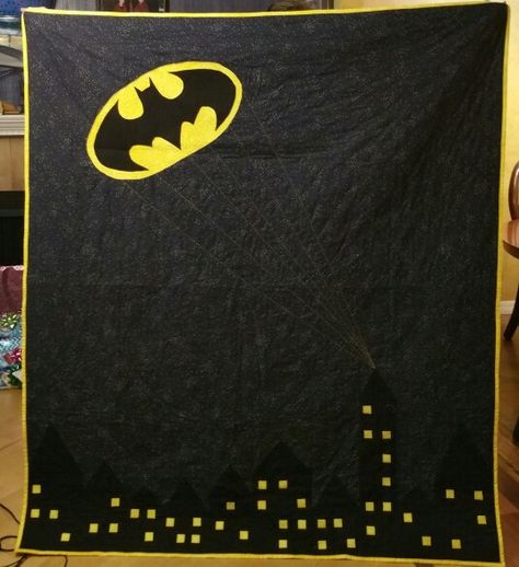 The call. Batman quilt i made for my niece Batman Quilt, Superhero Quilt, Easy Sewing Projects For Kids, Teen Quilts, Crochet Quilt, Yarn Thread, Boy Quilts, Sewing Projects For Kids, Lego Batman