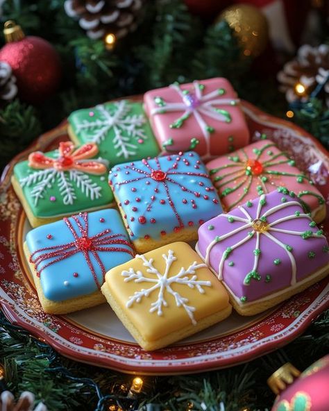 Christmas Cookies Present, Christmas Present Cookies, Present Cookies, Buttery Sugar Cookies, Christmas Cookie Recipes Holiday, Wrapped Gifts, Gingerbread Cake, Homemade Holiday, Christmas Sweets