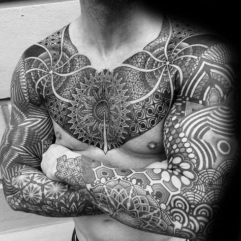 70 Mandala Tattoo Designs For Men - Symbolic Ink Ideas Mosaic Tattoo, Tattoos Masculinas, Mandala Tattoo Designs, Geometric Sleeve Tattoo, Tattoo Trend, Samoan Tattoo, Geometry Tattoo, Geometric Sleeve, Chest Tattoo Men