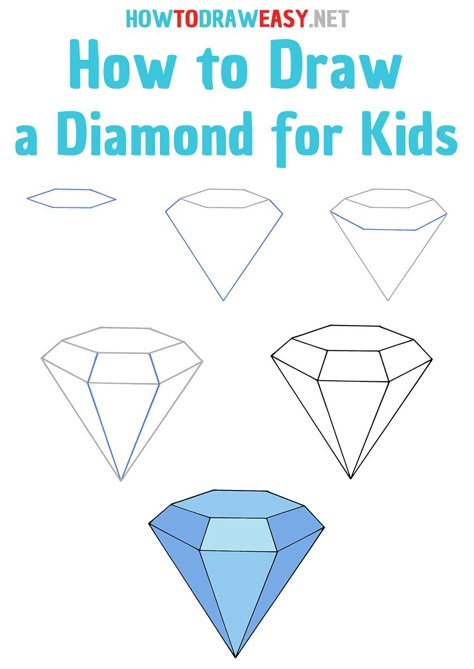 How To Draw A Diamond Easy, Simple Jewelry Drawing, Jewellery Drawing Easy, How To Draw A Diamond Step By Step, Diamond Sketch Drawing, How To Draw A Diamond, How To Draw Pearls, Diamond Drawing Simple, How To Draw Gems