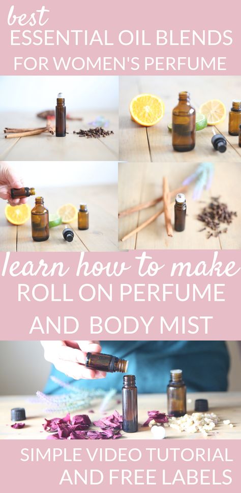 Learn how to make roll on perfume and body mist. Best essential oil blends for perfume #womensperfume #diy #allnatural #essentialoils #homemade #essentialoilrecipes Perfect Perfume, Floral Essential Oils, Perfume Recipes, Diy Essentials, Diy Perfume, Essential Oils Gifts, Aromatherapy Gifts, Roll On Perfume, Perfume Scents