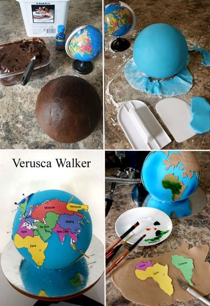 Tutorial #5: 3D World Cake - by Verusca Walker @ CakesDecor.com - cake decorating website Globe Cake, 3d Dort, World Cake, Earth Cake, Travel Cake, مشروعات العلوم, 3d World, Creative Baking, Sculpted Cakes