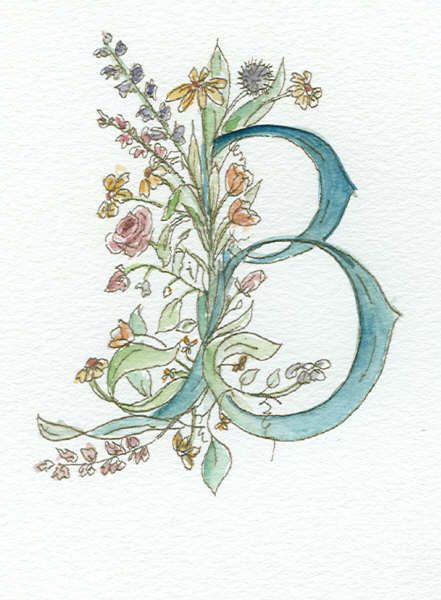 flower watercolor monogram Watercolor Flower Letters, Flower Letters Drawing, Word Illustration, Illuminated Lettering, Painted Monogram, Watercolor Alphabet, Flower Monogram, The Letter B, Watercolor Monogram