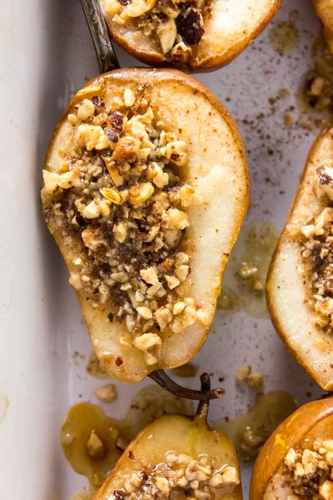 Baklava Stuffed Pears Stuffed Pears, Pear Dessert, Baked Pears, Fall Dishes, Danger Zone, Gf Desserts, Gluten Free Cakes, How Sweet Eats, Gluten Free Baking