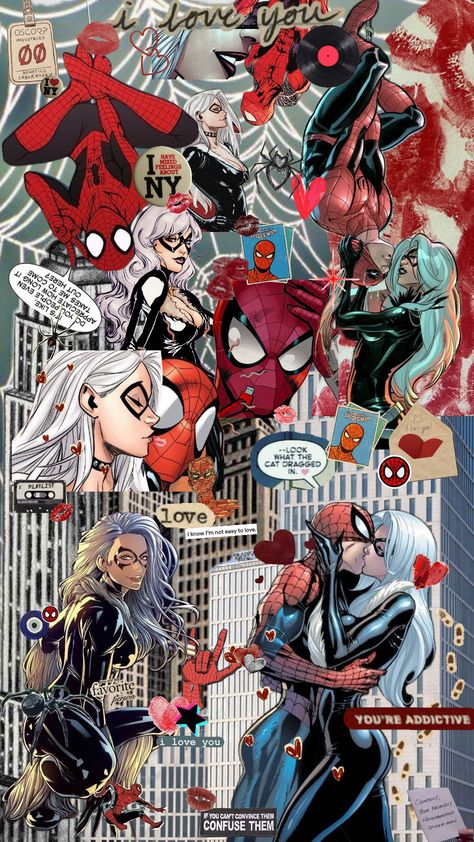 #spiderman #blackcatmarvel #marvel #enemiestoloversaesthetic #blavkandwhite #newyorkcity #blackcatandspiderman Black Cat Marvel Wallpaper, Marvel Wallpaper Aesthetic, Spiderman And Black Cat, Marvel Spiderman Wallpaper, Black Cat Marvel Spiderman, Aesthetic Spiderman, Black Cat Wallpaper, Wallpaper Spider Man, Spiderman Wallpaper