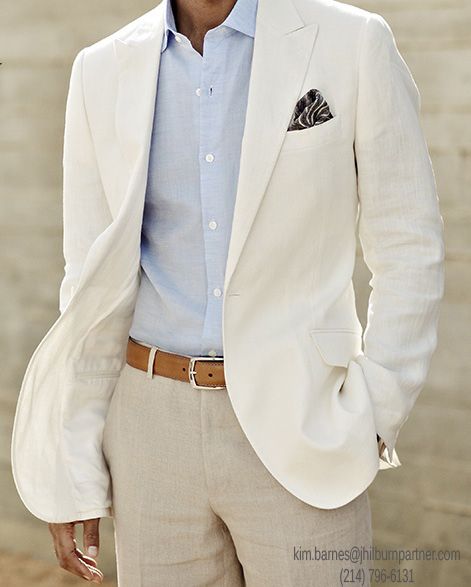 White linen wedding suit - posh men's fashion Linen Suits For Men, White Linen Suit, Johnny Galecki, White Suit, Linen Suits, Prom Suits, Mens Linen, Tuxedo For Men, Mode Masculine