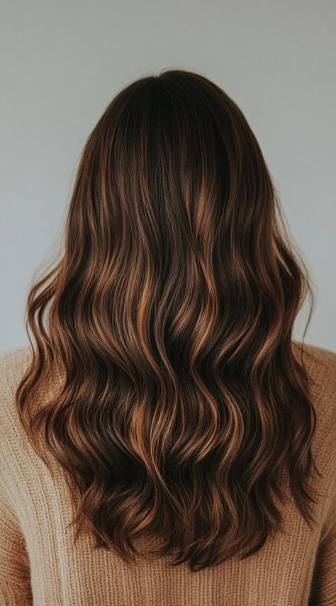 23 Winter Highlights for Brown Hair: Trendy and Timeless Ideas to Warm Up Your Look Chestnut Highlights In Brown Hair, Warm Brunette Highlights, Cinnamon Highlights On Brown Hair, Warm Highlights For Brown Hair, Warm Highlights On Dark Hair, Warm Brown Hair With Highlights, Brown Hair With Copper Highlights, Warm Brunette Hair Color, Copper Highlights On Brown Hair