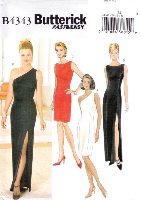 Butterick+B4343+4343+Misses+Womens+Dresses+Petite+Two+Lengths+Easy+Sewing+Pattern+Sizes+14-16-18 Ladies Evening Wear, Sundress Pattern, Princess Seam Dress, Patron Vintage, Sewing 101, Red Bridesmaids, Gown Pattern, Patterns Sewing, Butterick Pattern