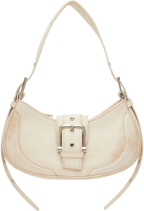 Find Osoi White Brocle Bag on Editorialist. Crinkled leather shoulder bag in white. Subtle distressing throughout. · Pin-buckle shoulder strap · Foldover tab with pin-buckle hardware · Zip closure · Patch pocket at interior · Faux-suede lining · Logo-engraved silver-tone hardware · H6 x W10.5 x D3 in Supplier color: Vintage white Cute Shoulder Bag Aesthetic, White Purse Aesthetic, White Bag Aesthetic, Shoulder Bag Aesthetic, Coffee Foam, Bday Wishlist, Wishlist 2024, Hawaii Trip, White Shoulder Bag