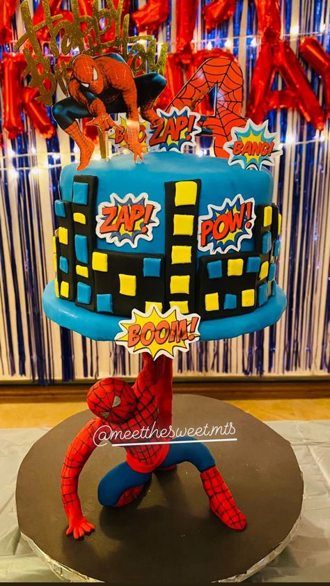 Spiderman Cake Without Fondant, Cakes Without Fondant, Spidey Birthday, Spider Man Cake, Gravity Cake, Man Cake, Dressing Room Decor, Spiderman Cake, Fondant Cakes