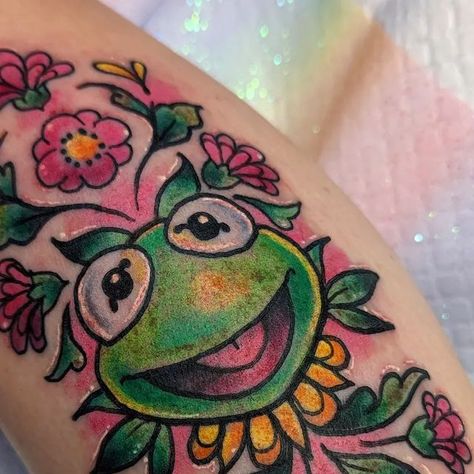 Shawnee on Instagram: "💕Kermit💕 thank you so much Lauren !!!! 
Done at @tearosetattoo 
.
.
.
.
.
.
.
.
.
.
.
.
.
.
.
#kermit #themuppets #disney #phillytattoo #floridaartist #floridatattooartist #waltdisneyworld" Kermit Tattoo, Florida Tattoos, Florida Artist, Color Tattoo, Walt Disney World, Thank You So Much, Tattoo Ideas, Thank You, Tattoos