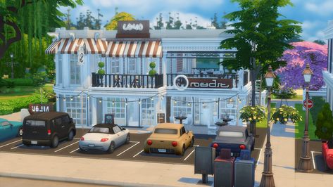 a library/cafe lot i built in willow creek for my save file, download on my gallery at: brookiebabyy16 Willow Creek Library, Sims Lots, Library Cafe, Sims 4 Speed Build, Save File, Willow Creek, Sims 4 Build, My Gallery, Bar Lounge