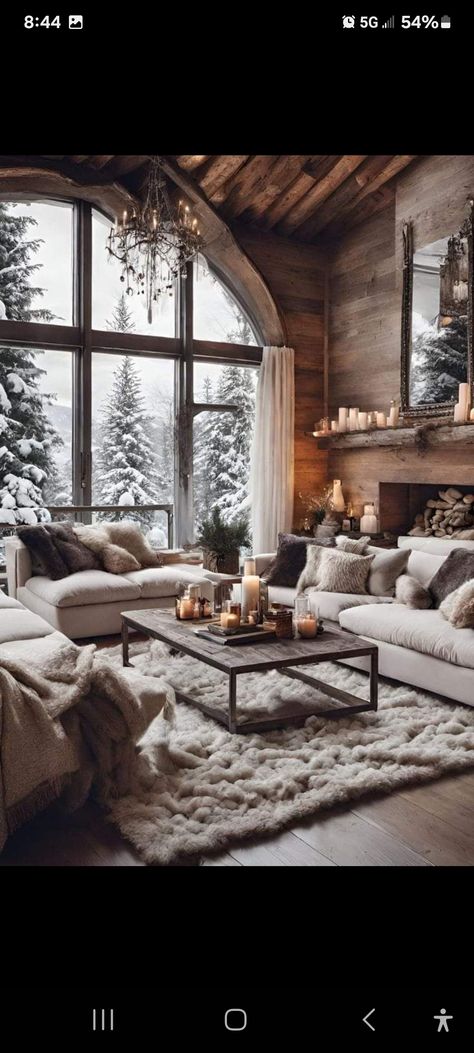 Lodge Cabin Interior, Own A Home Vision Board, Log Cabin Aesthetic Living Room, Cosy Country Cottage, Cozy Chalet Interior, Lodge Cabin Decor, Rustic Mountain Cabin Decor, Log House Decorating Ideas, Cabin Lodge Decor Ideas