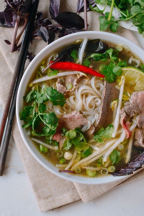 Pho (Vietnamese Beef Noodle Soup), by thewoksoflife.com Vietnamese Noodle Soup, Vietnamese Beef, Pho Noodles, Pho Soup, Vietnamese Noodles, Pho Recipe, Woks Of Life, The Woks Of Life, Cibo Asiatico