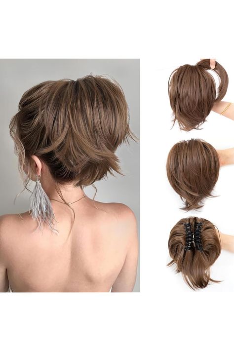 Claw Clip Messy Bun Hair Piece Short Ponytail Extension with 3 Bendable Metals Wires Synthetic Fake Hair Bun Hair Pieces for Women DIY Full Easy Bun Short Ponytail Extension(8B/Medium Brown) Claw Clip Messy Bun, Clip Messy Bun, Claw Clip Messy, Fake Hair Buns, Hair Pieces For Women, Messy Bun Hair Piece, Short Ponytail, Bun Hair Piece, Easy Bun