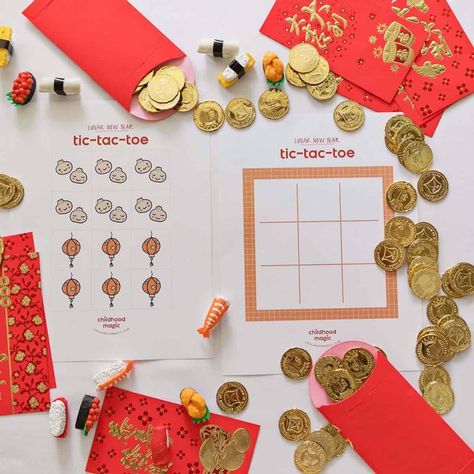 New Year Printables, Laminating Paper, New Year's Games, Year Of The Rabbit, Tic Tac Toe, Lunar New, Printable Games, Scrap Paper, Classic Games