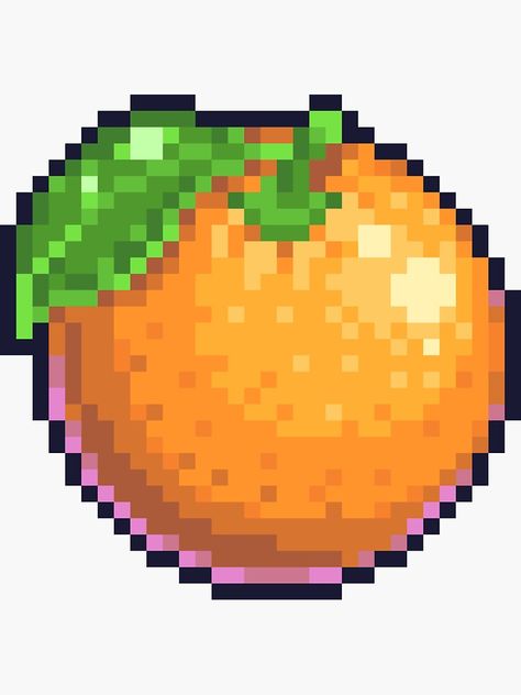 "Pixel Orange" Sticker by chipdesigns | Redbubble Pixel Art Orange, Orange Pixel Art, Pixel Fruit, Pixel Orange, Grandma Activities, Orange Games, Cool Pixel Art, Food Patterns, Orange Tree