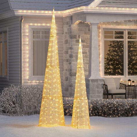 Led Icicle Lights, Outside Christmas Decorations, Prelit Tree, Pig Decor, Cone Trees, Gorgeous Interiors, Icicle Lights, Angel Decor, Christmas Decorations Diy Outdoor