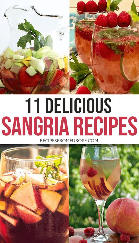 11 Delicious Sangria Recipes - Recipes From Europe Sangria Recipes With Rum, Sweet Sangria Recipe, Cava Sangria, Holiday Sangria Recipes, Spanish Sangria, Beautiful Cocktails, Best Sangria Recipe, Summer Sangria Recipes, White Wine Sangria Recipe