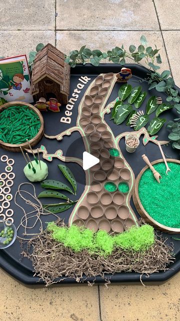 Eyfs Fairy Garden, Woodland Tuff Tray Ideas, Junk Modelling Eyfs, Eyfs Jack And The Beanstalk, Nature Provocations, Jack And The Beanstalk Activities, Junk Modelling, Reception Class, Early Years Teacher