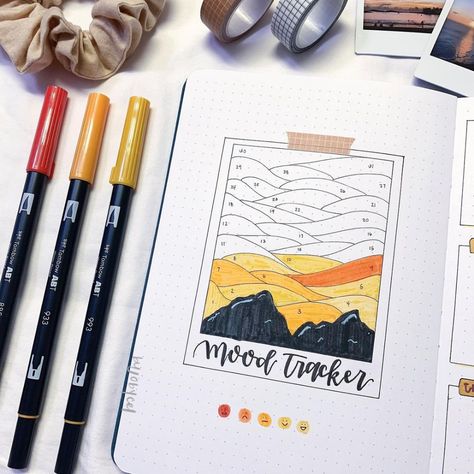 celina on Instagram: “It’s been one heck of a week 🤧 I am so glad it’s the weekend LOL sharing my mood tracker with you all today 😊 the idea was a sunset view…” Sunset Bullet Journal, Bullet Journal Mood, Bullet Journal Diy, Sunset View, Bullet Journal Themes, My Mood, Journal Themes, Mood Tracker, Bullet Journal Inspiration