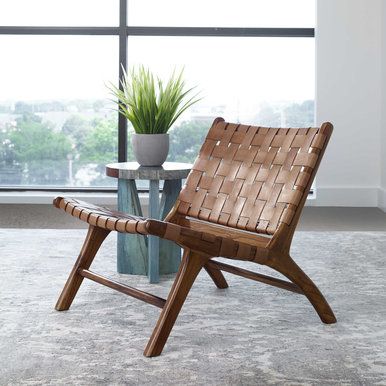 Leather Weave Chair - Shades of Light Uttermost Furniture, Stylish Accent Chairs, Mid Century Modern Accent Chairs, Armless Accent Chair, Woven Chair, Leather Accent Chair, Modern Accent Chair, Upholstered Side Chair, Modern Accents