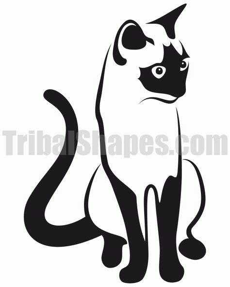 http://www.tribalshapes.com/img/tattoos/cat-2.gif Siamese Cat Tattoos, Yorkie Painting, Cat Tattoo Simple, 2 Tattoo, Animal Templates, Cat Tat, Cat Tattoo Designs, Cat Whiskers, Cat Quilt