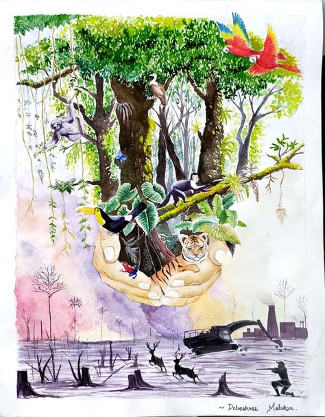 Save Plants Drawing, Land Restoration Poster Drawing, Environmental Posters Creative, Competition Painting, Climatic Change, World Environment Day Posters, Save Water Poster Drawing, Environment Poster, Art Competition Ideas